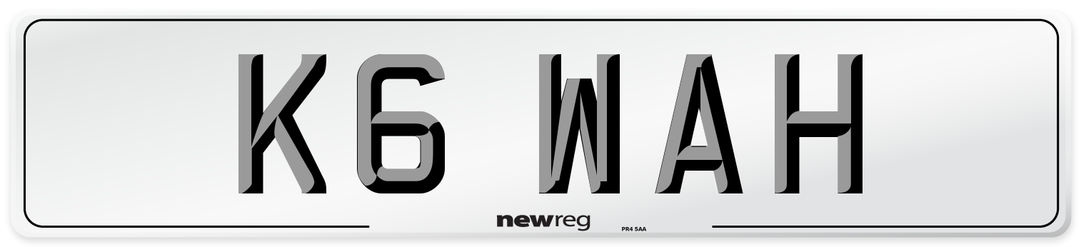 K6 WAH Number Plate from New Reg